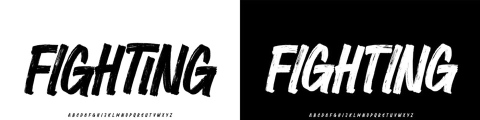 FIGHTING FONT. Dynamic Grunge Typography. Handmade Brush Font  © krincing 