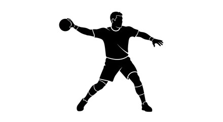 Obraz premium Minimalist dodgeball logo featuring athlete throwing ball silhouette