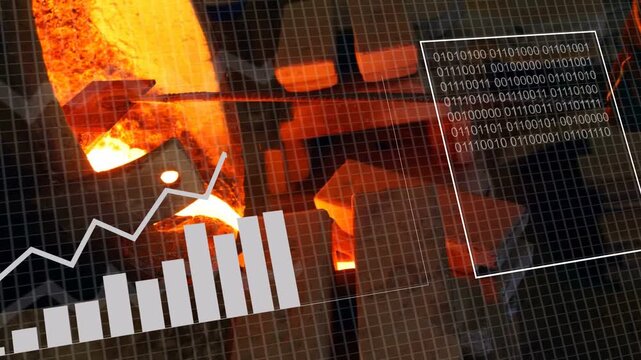 Molten mass on rod emerging from furnace, activating HUD while shifting and pulsing for monitoring