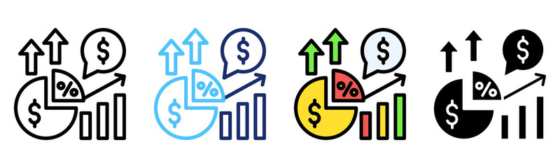 Obraz premium Dividend Profit Icon Multiple Style Collection Set 