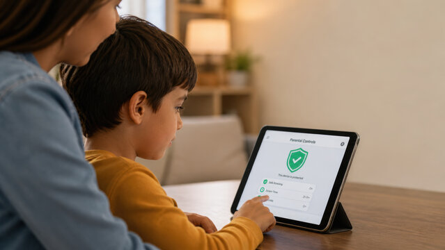 Parental control features on tablet help ensure safe online experience for children while promoting responsible usage