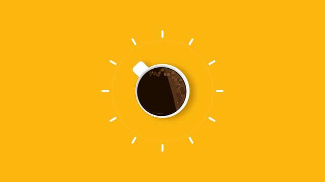 Coffee Cup on Yellow Background.