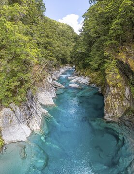 Blue Pools Rock Basin, Makarora River, Turquoise Crystal Water, Wanaka, West Coast, South Island, New Zealand, Oceania