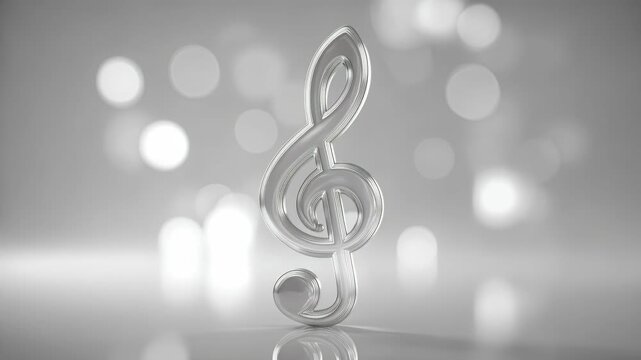 Crystal Clear Treble Clef Symbol Illuminated Against Softly Blurred Background with Ethereal Bokeh Effects Conveying Harmony and Creativity