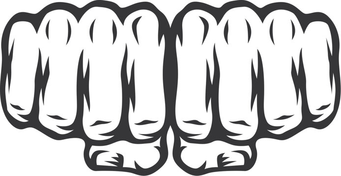 Two Fists Front View Punching Illustration