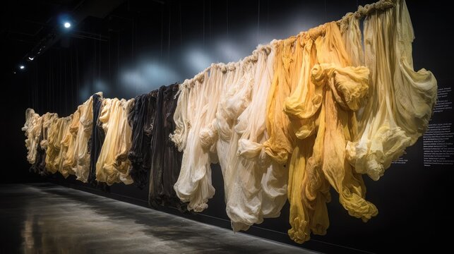 Dd yellow and white fabrics in a minimalist art installation