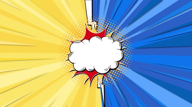 Comic book style vs screen background with animated lightning bolt and empty speech bubble.