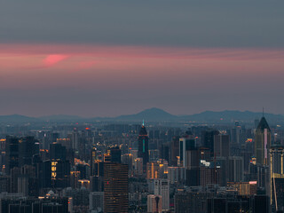 Obraz premium Night view of Wuhan, Hubei, China's city skyline and landmarks