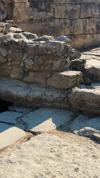 deatil of ancient ruines of famouse Knossos palace at Crete, Greece