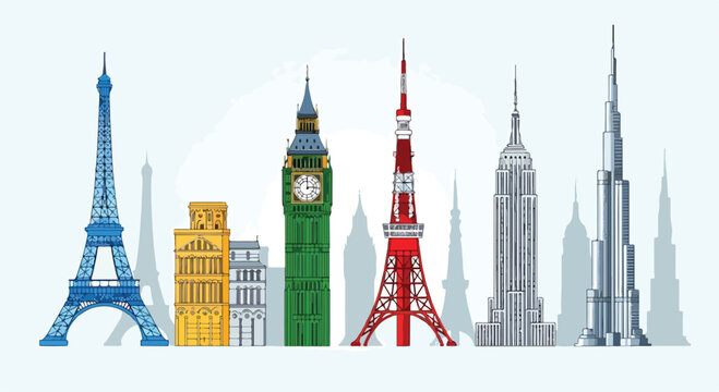 Colorful illustration of famous landmarks (5)