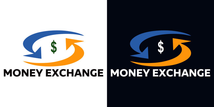 Money changer dollar logo design, Professional money exchange logo with dollar sign and arrows