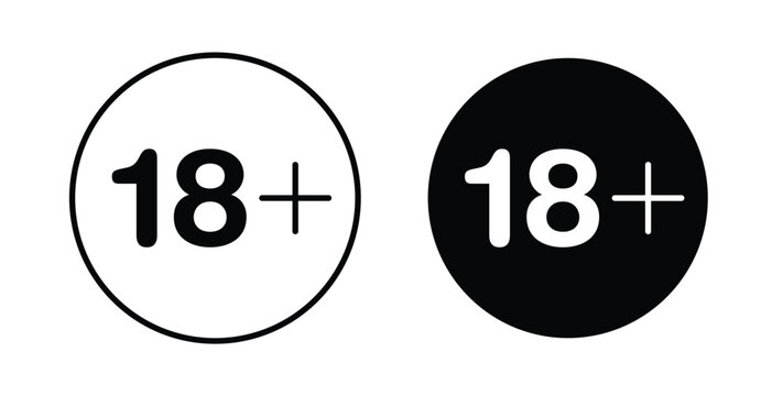 18 Plus icon linear pack. Editable solid icons