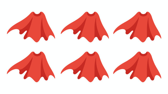 Six red superhero capes stylized vector illustration with white background high quality professional detailed modern elegant