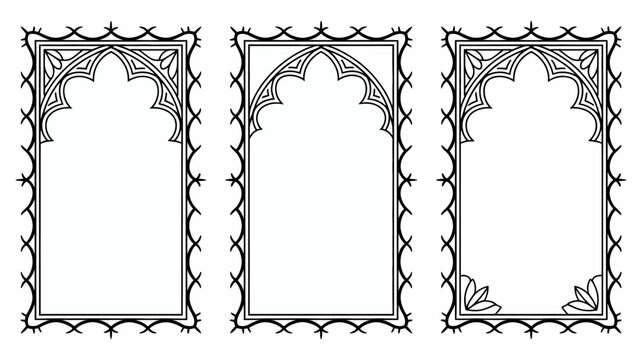 ornate gothic frames set of three black line art on a white background high quality professional