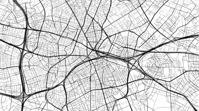 Black and white city road map.