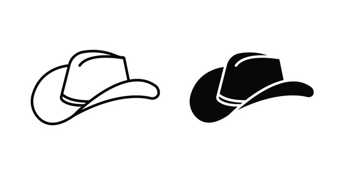 Cowboy hat icon linear pack. Editable solid icons