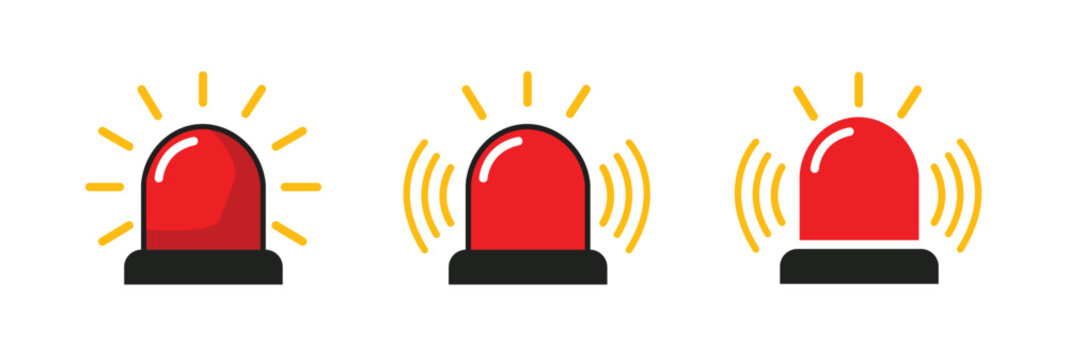 Emergency Siren Alarm Icon Set Collection Vector Illustration