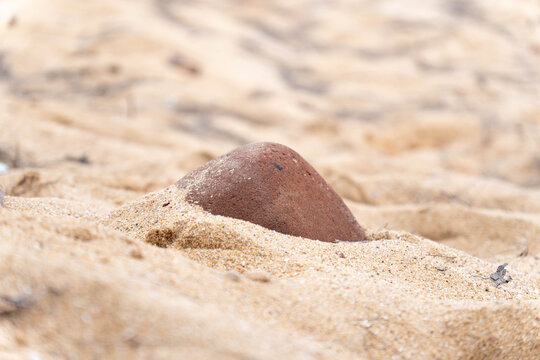 Stones half buried in yellow sand texture