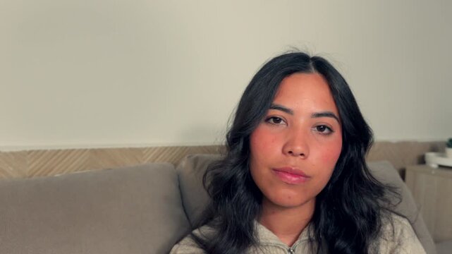Authentic Woman Listening to Camera and Nodding Head Yes in Agreement POV Video Call