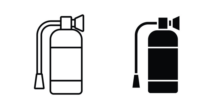 Fire extinguisher icon linear pack. Editable solid icons