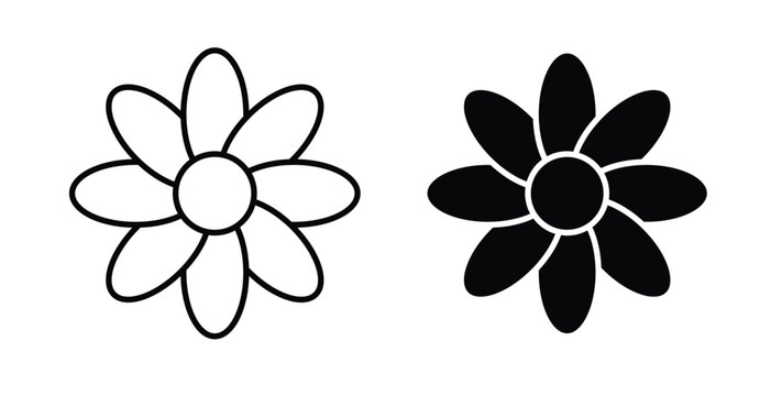 Flowers icon linear pack. Editable solid icons