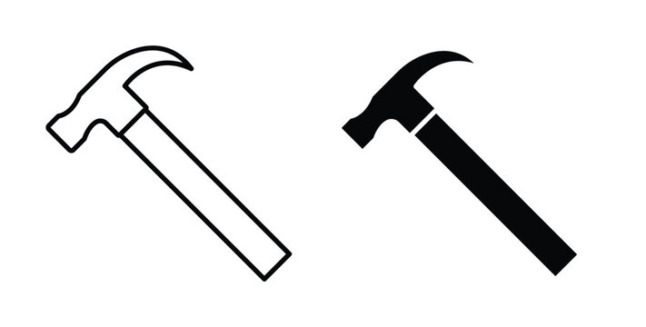 Hammer icon linear pack. Editable solid icons