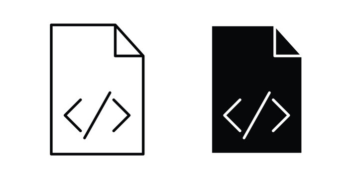 HTML script icon linear pack. Editable solid icons