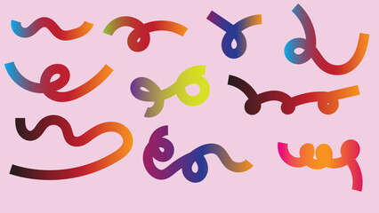 Naklejka premium Colorful abstract wavy line shapes on pink background