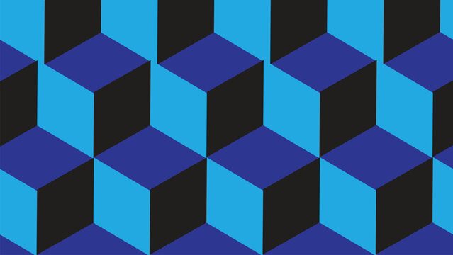 Blue and black geometric cube pattern background