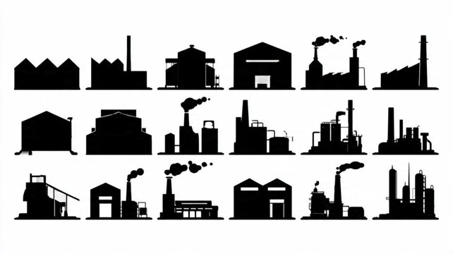 Industrial factory buildings and facilities.