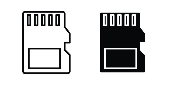 Memory card icon linear pack. Editable solid icons