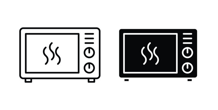 Microwave oven icon linear pack. Editable solid icons