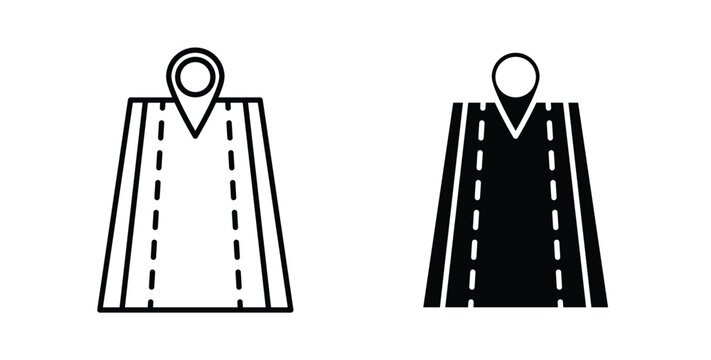 Navigation road trip icon linear pack. Editable solid icons