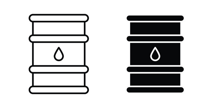 Oil drum container icon linear pack. Editable solid icons