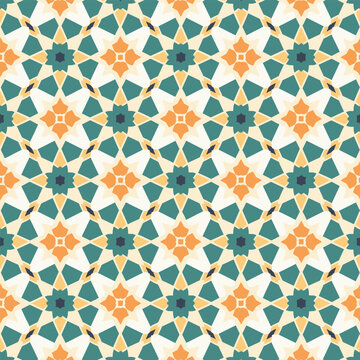 Seamless Moorish eightpointed star zellige tile mosaic