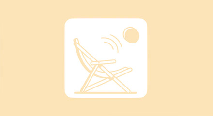 Obraz premium Minimalist illustration of a sun lounger under the sun with radio waves