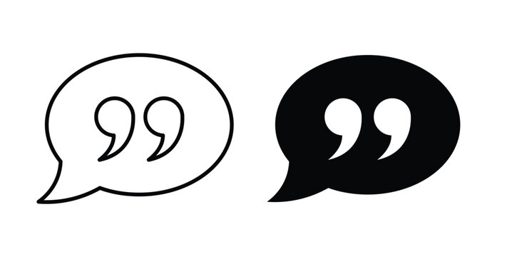 Quote Mark icon linear pack. Editable solid icons