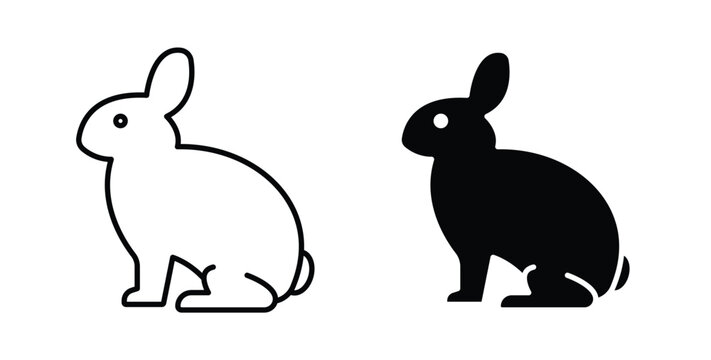 Rabbit icon linear pack. Editable solid icons