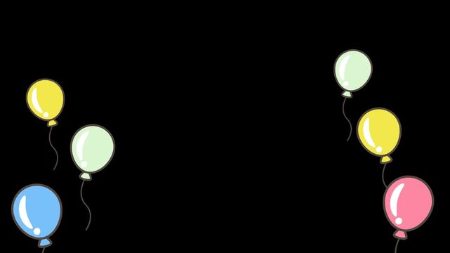 Seamless Loop Balloon Frame Animation Horizontal with Alpha Channel, Floating Balloons Gently Swaying on Both Sides