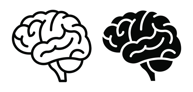 Black and white brain icons