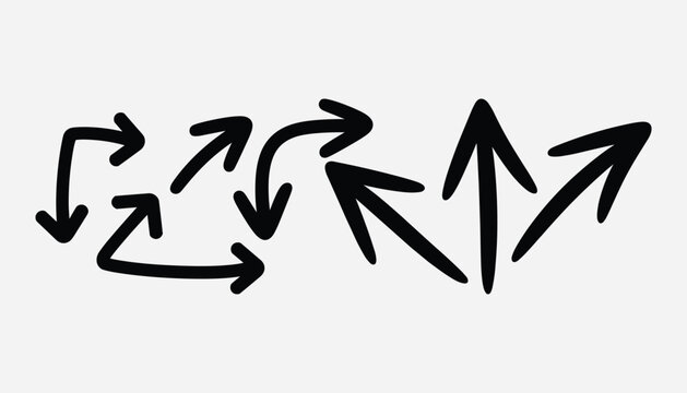 Black arrows on white background hand drawn hand drawn arrows vector illustration isolated on white background