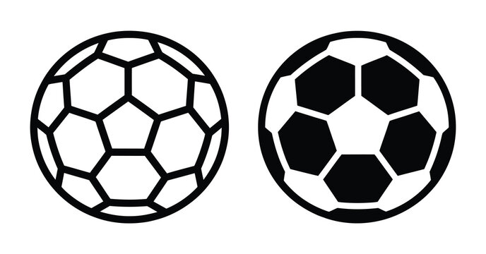 Black and white soccer ball icons