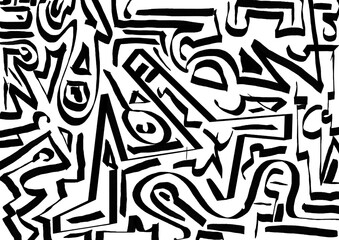 Abstract hand-drawn doodle pattern in street art style with black ink lines  © stefanos