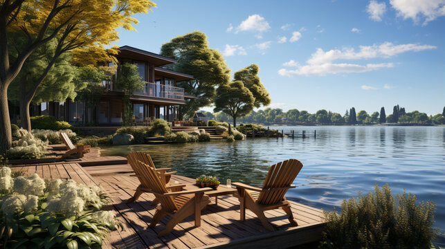 3D rendering of Waterside scenery