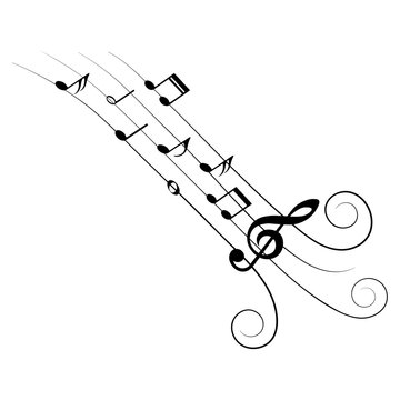 Music notes, isolated musical element, vector illustration.