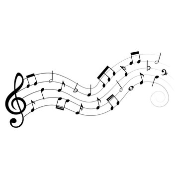 Music notes, isolated musical element, vector illustration.
