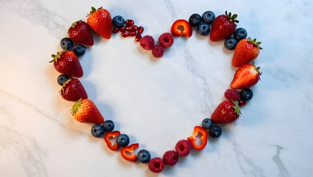 Heart Shape Made From Healthy Red Foods Medical Concept Illustration