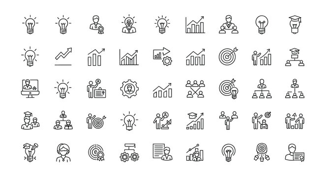 Collection of business and development icon designs for professional projects and corporate website visual display needs