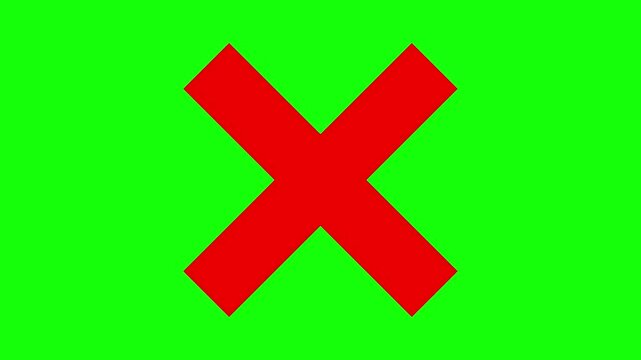 Red Cross Mark Animation on Green Screen &ndash; Wrong Symbol Motion Graphics