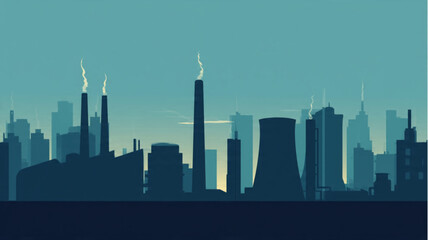 Obraz premium City Skyline Silhouette at Dusk Time.
